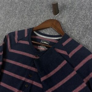 L.L.Bean Men's XL Henley Shirt Slightly‎ Fitted Long Sleeve Striped Casual